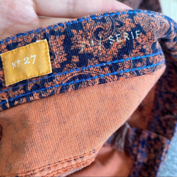 PILCRO AND THE LETTERPRESS Navy Orange Serif Corduroy Pants Paisley - Picture 6 of 13